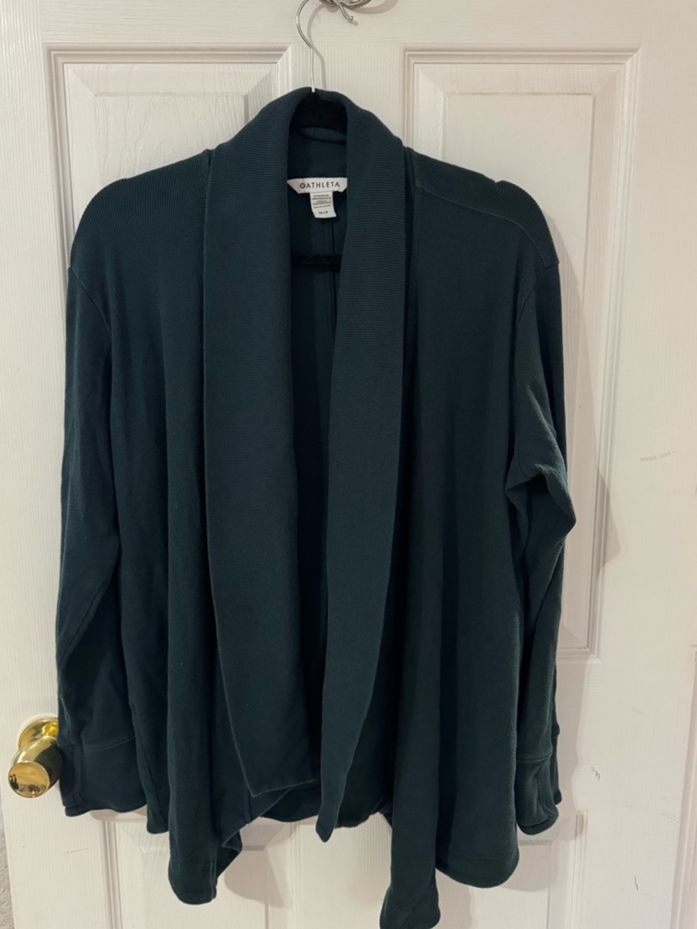 Athleta Deep Teal Open-Front Draped Cardigan